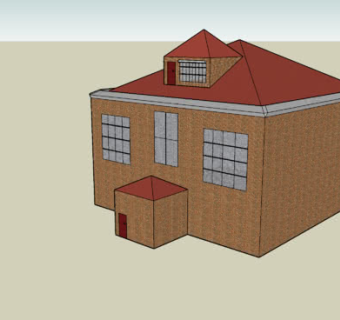 简易的美式乡村风格别墅SU模型下载_sketchup草图大师SKP模型