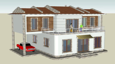 小型简欧别墅建筑SU模型下载_sketchup草图大师SKP模型