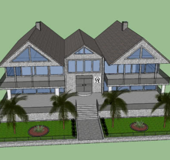 欧式轻奢别墅建筑SU模型下载_sketchup草图大师SKP模型