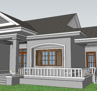 中式小型别墅建筑SU模型下载_sketchup草图大师SKP模型