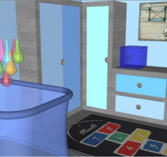 孩子卧室蓝色儿童房SU模型下载_sketchup草图大师SKP模型