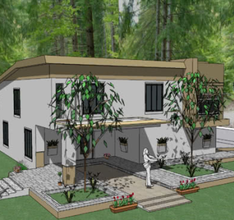 现代园林别墅外观SU模型下载_sketchup草图大师SKP模型