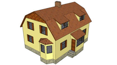 经济型家庭住宅别墅SU模型下载_sketchup草图大师SKP模型