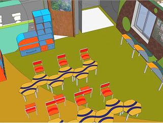 现代儿童<em>教室</em>房间SU模型下载_sketchup草图大师SKP模型