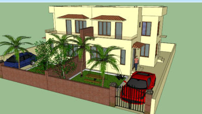 复式轻奢别墅建筑SU模型下载_sketchup草图大师SKP模型
