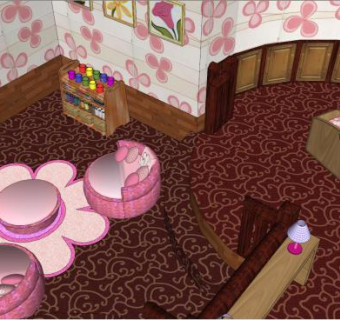 粉色女孩双人房间SU模型下载_sketchup草图大师SKP模型