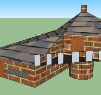 红砖别墅草图SU模型下载_sketchup草图大师SKP模型