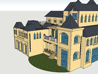 欧式古堡别墅设计SU模型下载_sketchup草图大师SKP模型