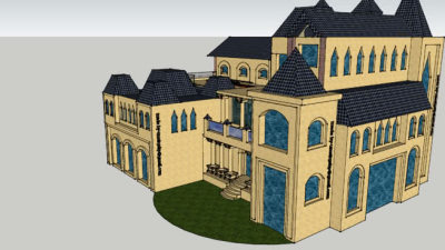 欧式古堡别墅设计SU模型下载_sketchup草图大师SKP模型