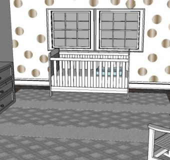 婴儿托儿所儿童房间SU模型下载_sketchup草图大师SKP模型