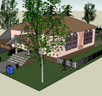 郊区花园别墅建筑SU模型下载_sketchup草图大师SKP模型