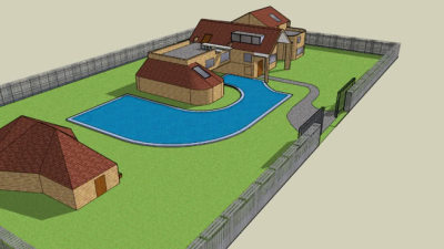 牧园风格别墅建筑SU模型下载_sketchup草图大师SKP模型