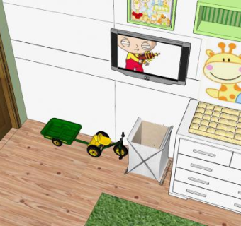 婴儿玩具房间SU模型下载_sketchup草图大师SKP模型