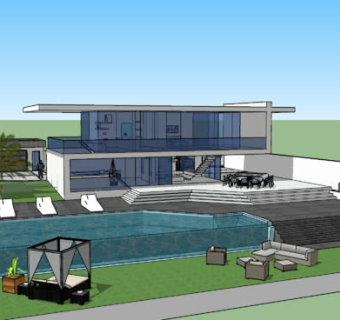 豪华休闲别墅SU模型下载_sketchup草图大师SKP模型