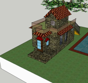 小型砖石别墅设计SU模型下载_sketchup草图大师SKP模型