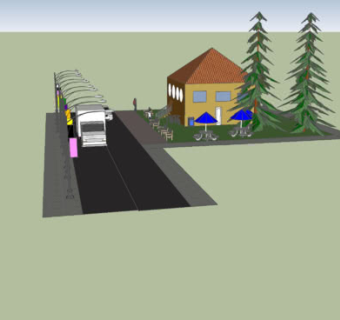 路边的复式别墅SU模型下载_sketchup草图大师SKP模型