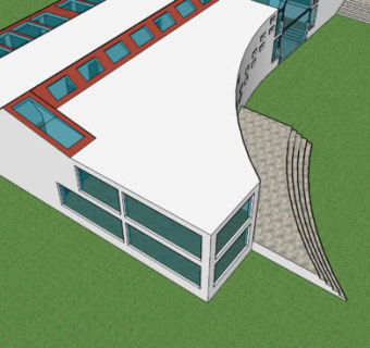 采光别墅庭院泳池SU模型下载_sketchup草图大师SKP模型