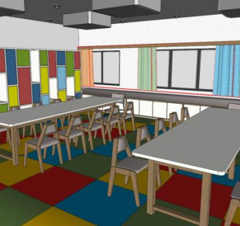 孩子们教室室内房间SU模型下载_sketchup草图大师SKP模型