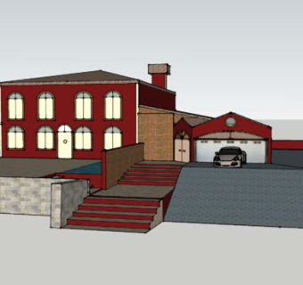 别墅凉棚车库泳池SU模型下载_sketchup草图大师SKP模型