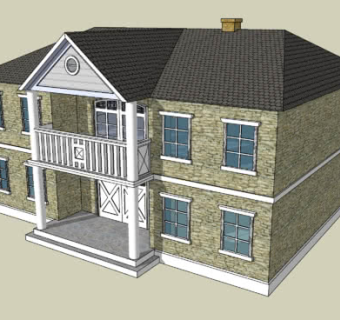 罗马风格砖石别墅SU模型下载_sketchup草图大师SKP模型