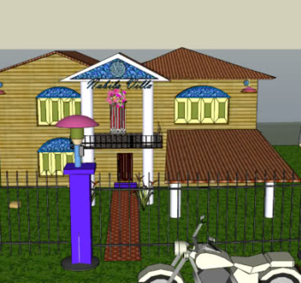 法式房屋别墅庭院SU模型下载_sketchup草图大师SKP模型