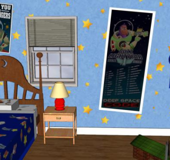 玩具总动员3儿童主题房SU模型下载_sketchup草图大师SKP模型