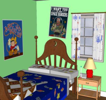 玩具总动员1安迪新卧室SU模型下载_sketchup草图大师SKP模型