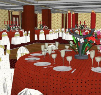 餐厅酒店婚宴餐饮SU模型下载_sketchup草图大师SKP模型