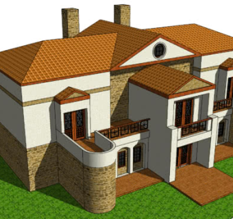 欧式复古独栋别墅SU模型下载_sketchup草图大师SKP模型