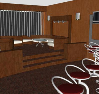 酒吧木质餐饮酒店SU模型下载_sketchup草图大师SKP模型