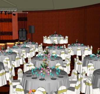 婚礼大厅餐饮酒店SU模型下载_sketchup草图大师SKP模型