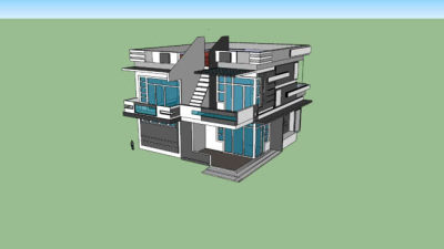 现代风格简约别墅建筑SU模型下载_sketchup草图大师SKP模型