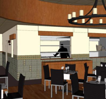 室内酒店芝麻菜餐厅SU模型下载_sketchup草图大师SKP模型
