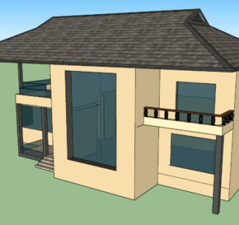 新中式小型别墅SU模型下载_sketchup草图大师SKP模型