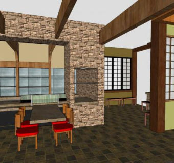 寿司店餐饮店SU模型下载_sketchup草图大师SKP模型