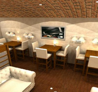 地下室小酒吧小咖啡馆SU模型下载_sketchup草图大师SKP模型