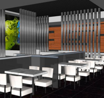 现代餐厅餐饮酒店SU模型下载_sketchup草图大师SKP模型