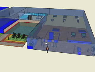 别墅泳池内部设计SU模型下载_sketchup草图大师SKP模型