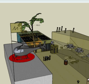 房屋车库停机坪草图SU模型下载_sketchup草图大师SKP模型