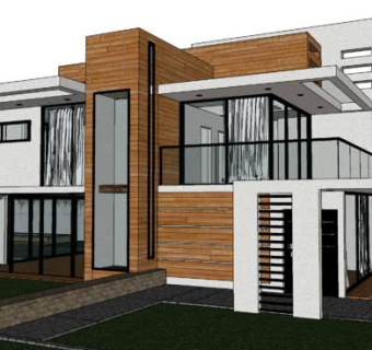 简欧别墅庭院车库SU模型下载_sketchup草图大师SKP模型