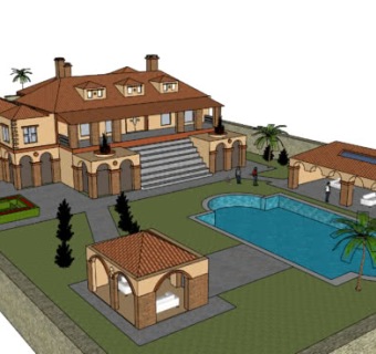 欧式别墅豪宅SU模型下载_sketchup草图大师SKP模型