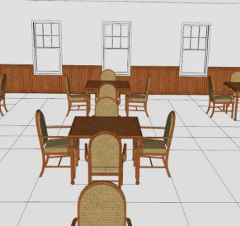 现代餐厅酒店餐饮SU模型下载_sketchup草图大师SKP模型