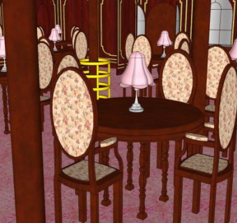 现代地图餐厅著名餐馆SU模型下载_sketchup草图大师SKP模型