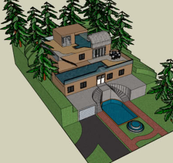 树林里的豪华别墅SU模型下载_sketchup草图大师SKP模型