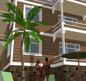 现代别墅休闲泳池SU模型下载_sketchup草图大师SKP模型