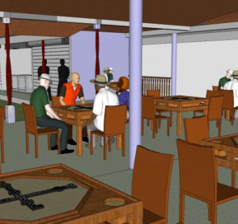 多米诺骨牌餐饮店SU模型下载_sketchup草图大师SKP模型