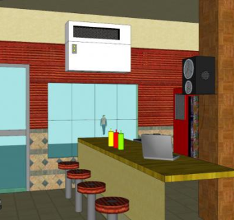 现代餐饮店酒店装修SU模型下载_sketchup草图大师SKP模型