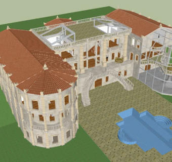 文艺复兴时期的别墅SU模型下载_sketchup草图大师SKP模型