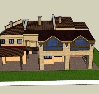 现代中式别墅SU模型下载_sketchup草图大师SKP模型