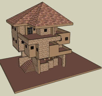 复式拼叠别墅SU模型下载_sketchup草图大师SKP模型